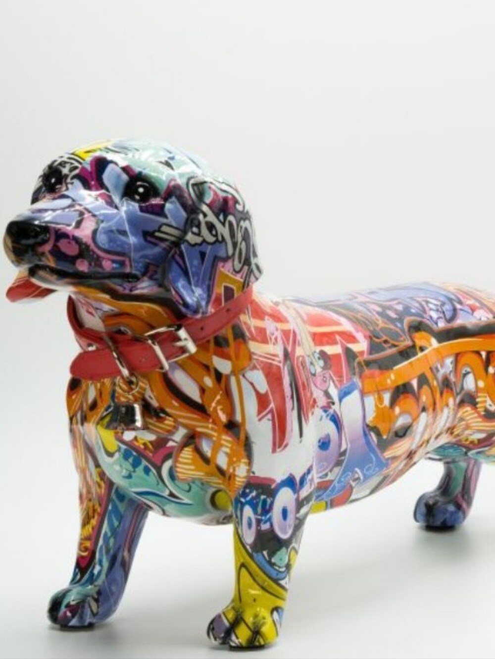 Colorful Graffiti Dachshund Figurine - Multicolor Decorative Dog Statue